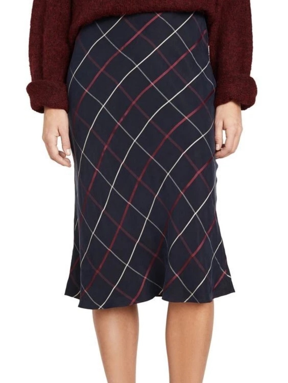 Club Monaco Plaid Bias Skirt Plaid A-Line Skirt in Blue & Red Size 6 NWT